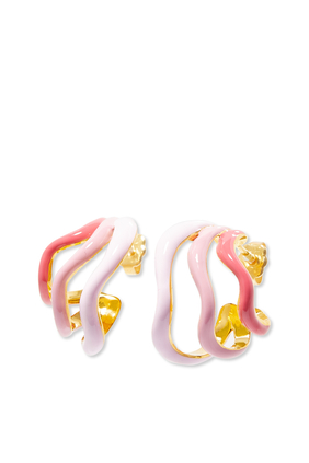 Tri-Colored Wave Hoops